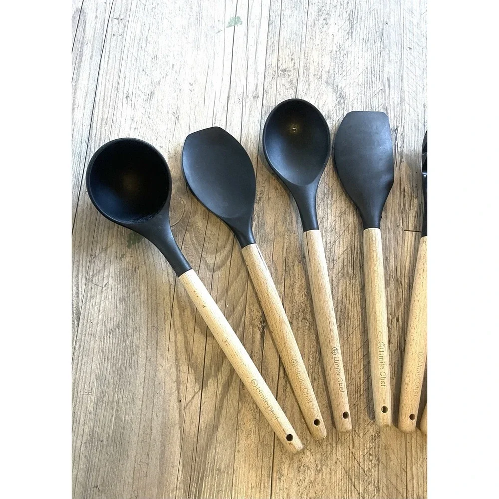 Wooden Silicone Kitchen Utensil Set 8 Piece Set by Ultimate Chef‎